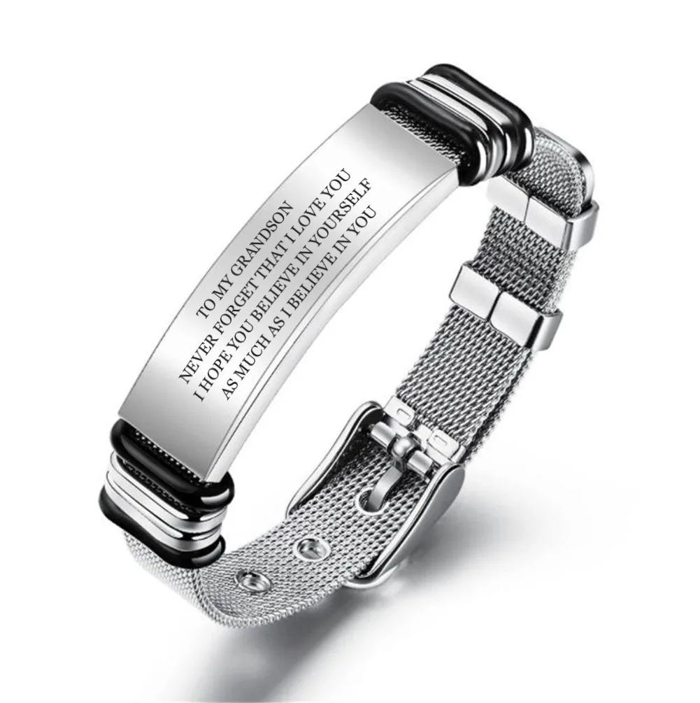 Engraved TO MY SON Stainless Steel Bracelet from Mom Dad Family Courage Bracelets Men Woman Jewelry
Engraved TO MY SON Stainless Steel Bracelet from Mom Dad Family Courage Bracelets Men Woman Jewelry