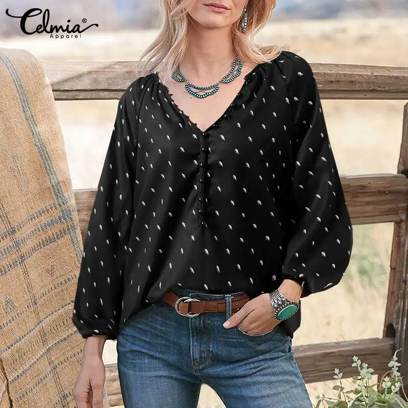 Блузка Celmia Женская с длинным пышным рукавом и принтом акулы, модная повседневная рубашка свободного покроя с V-образным вырезом, на пуговица... 
Блузка Celmia Женская с длинным пышным рукавом и принтом акулы, модная повседневная рубашка свободного покроя с V-образным вырезом, на пуговица...