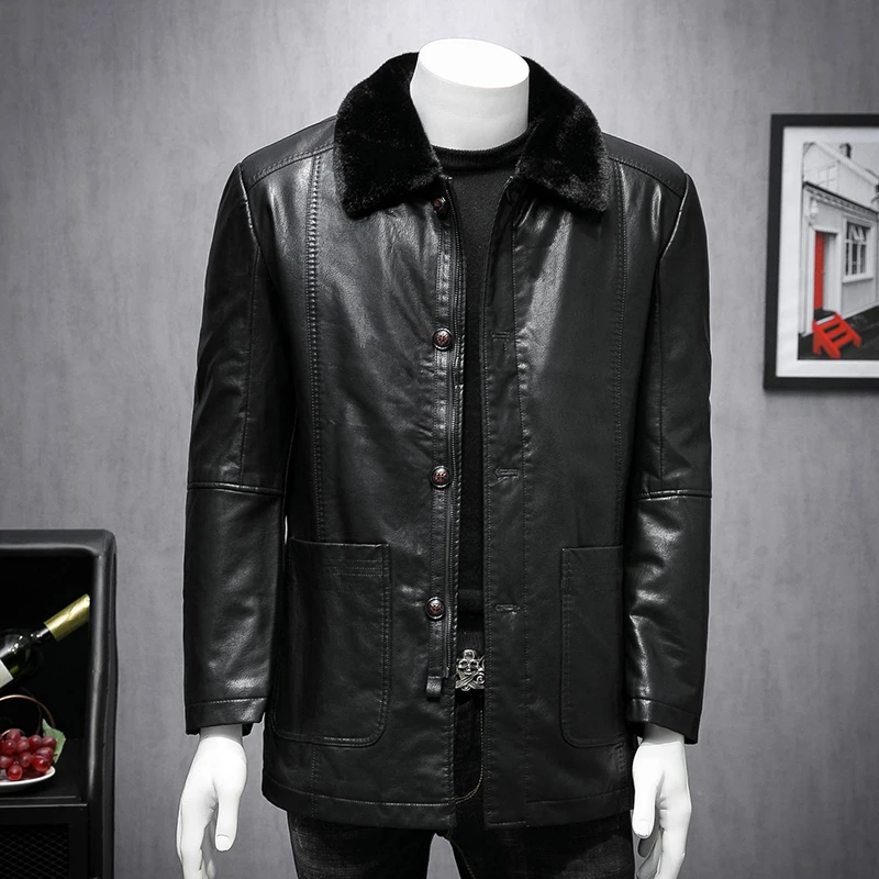 2019 Winter Leather jacket Men Christmas Gif For Father middle-aged large fur collar liner warm thick snow wear 6xl 7xl 8xl 1907
2019 Winter Leather jacket Men Christmas Gif For Father middle-aged large fur collar liner warm thick snow wear 6xl 7xl 8xl 1907