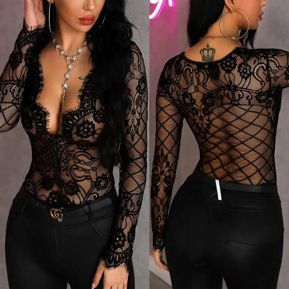 Women Hot Sexy Long Sleeve Sleepwear Lingerie Lace Mesh See-through Deep V-Neck Nightwear Bodysuits Erotic Costume
Women Hot Sexy Long Sleeve Sleepwear Lingerie Lace Mesh See-through Deep V-Neck Nightwear Bodysuits Erotic Costume