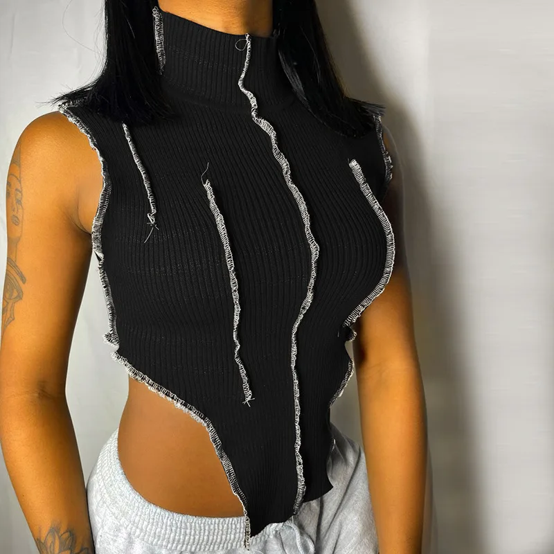 Gothic Patchwork Tank Top Y2K Sleeveless Turtleneck Contrast Stitch Ribbed Cropped Shirt Women 2020 Clothing Punk Style Tee
Gothic Patchwork Tank Top Y2K Sleeveless Turtleneck Contrast Stitch Ribbed Cropped Shirt Women 2020 Clothing Punk Style Tee