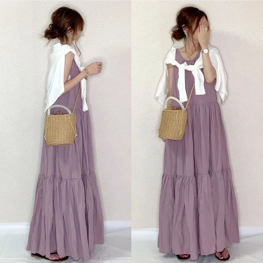 Purple Casual Daily Sweet Maxi Dress Summemr Sleeveless Long Dress Korean Janpan Women 2020 Robe Femme Vestiods Loose Dress
Purple Casual Daily Sweet Maxi Dress Summemr Sleeveless Long Dress Korean Janpan Women 2020 Robe Femme Vestiods Loose Dress