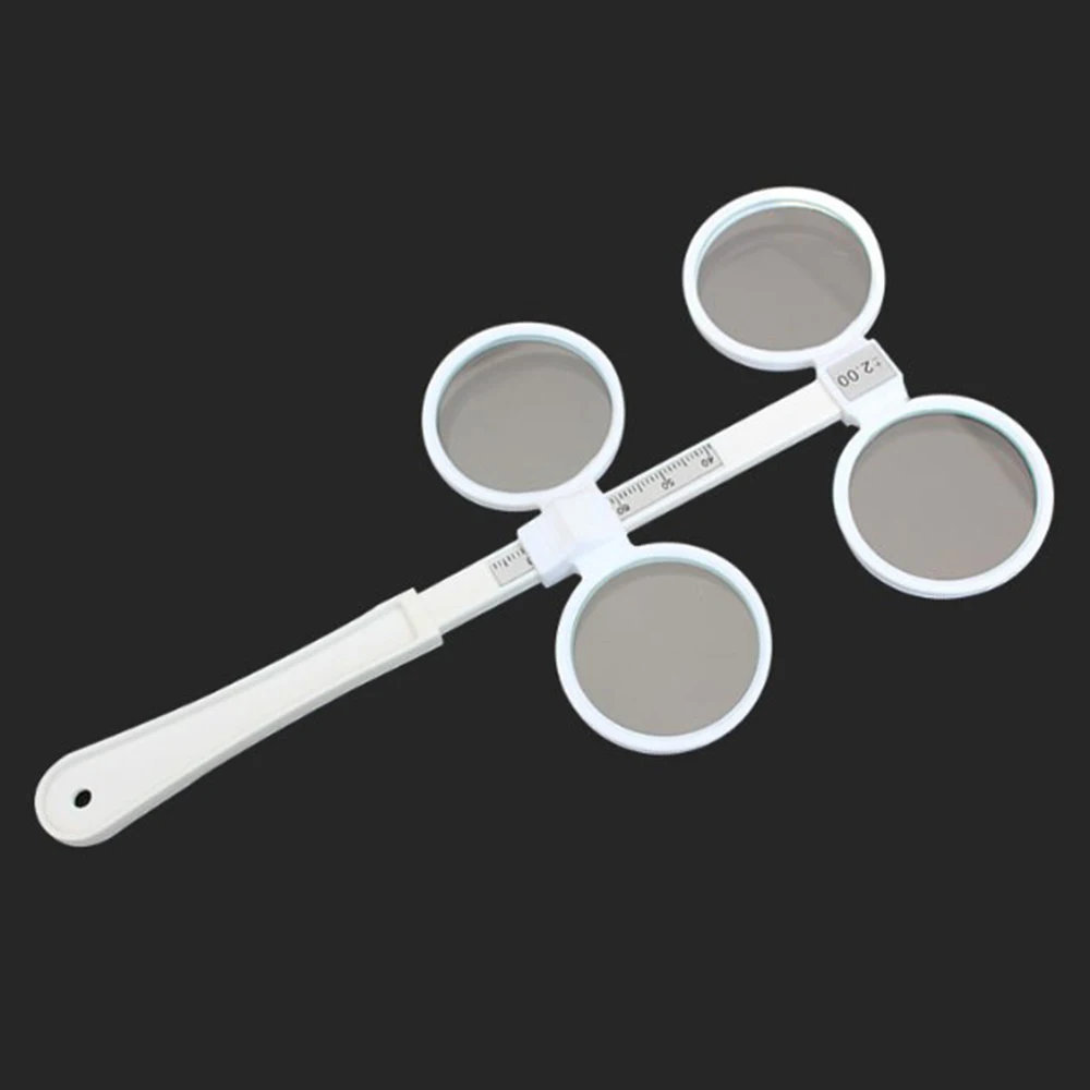 Adjustable PD Scale Plastic 4-Lens Confirmation Test Flipper Ophthalmic Flipper with E Rock Card Word Rock Card 
Adjustable PD Scale Plastic 4-Lens Confirmation Test Flipper Ophthalmic Flipper with E Rock Card Word Rock Card