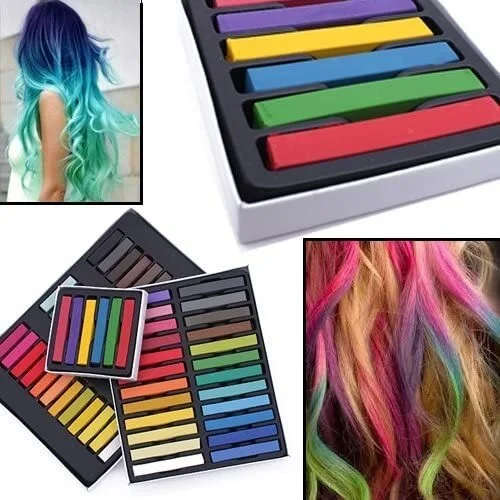 

Trimming Shop 12 Colors Temporary Hair Chalk Washable Colors, Hair Chalk Set, Pastel Hair Dye - Non Toxic Hair Color For