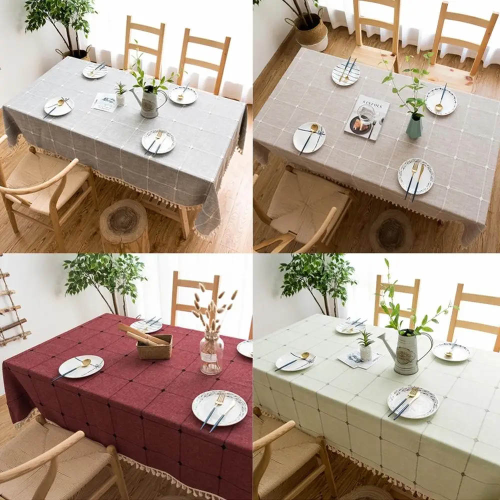 Square Checked Embroidered Tablecloth Plain Cotton Linen Tassel Rectangular Table Mat
Square Checked Embroidered Tablecloth Plain Cotton Linen Tassel Rectangular Table Mat