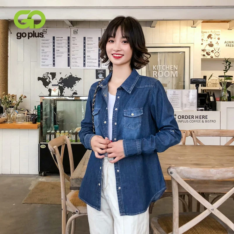Женская рубашка GOPLUS с отложным воротником, Джинсовая блузка, Женские топы и блузки, женские рубашки 
Женская рубашка GOPLUS с отложным воротником, Джинсовая блузка, Женские топы и блузки, женские рубашки