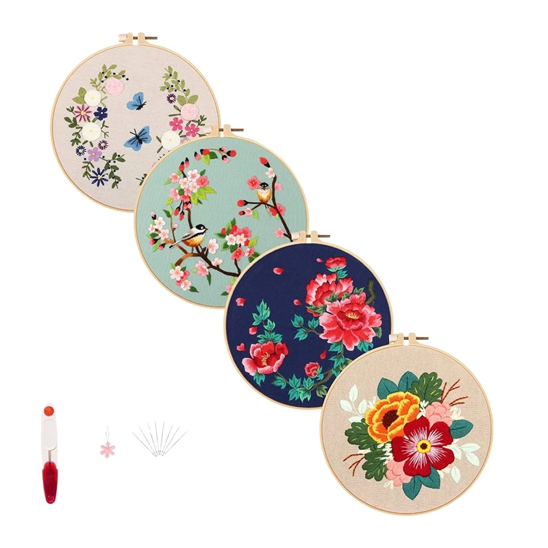 4 Sets Embroidery Kit with Patterns Embroidery Starter Kit DIY Beginner Cross Stitch Starter Kits for Adults
4 Sets Embroidery Kit with Patterns Embroidery Starter Kit DIY Beginner Cross Stitch Starter Kits for Adults