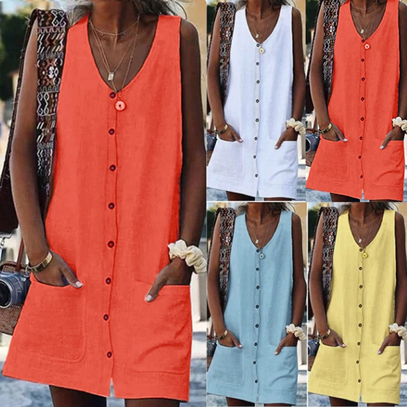 Vintage Orange Sundress Women Summer Dress 2021 Boho Style Sexy Dress Mini Button Pockets Solid Beach Dress Female
Vintage Orange Sundress Women Summer Dress 2021 Boho Style Sexy Dress Mini Button Pockets Solid Beach Dress Female