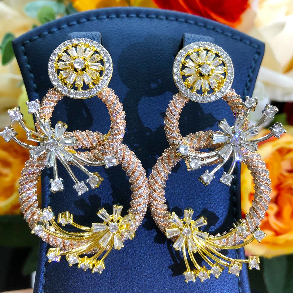 Blachette Dubai Noble Gorgeous Shiny Geometric Stitching Round Zircon Pendant Earrings Women's Trend Wedding Anniversary Jewelry 
Blachette Dubai Noble Gorgeous Shiny Geometric Stitching Round Zircon Pendant Earrings Women's Trend Wedding Anniversary Jewelry