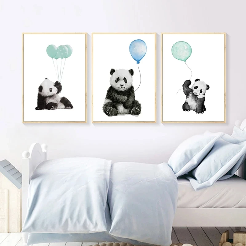 

Abstract Lovely Cartoon Panda Balloon Paintings Wall Art Nordic Canvas Posters Prints Living Room Bedroom Corridor Decoration