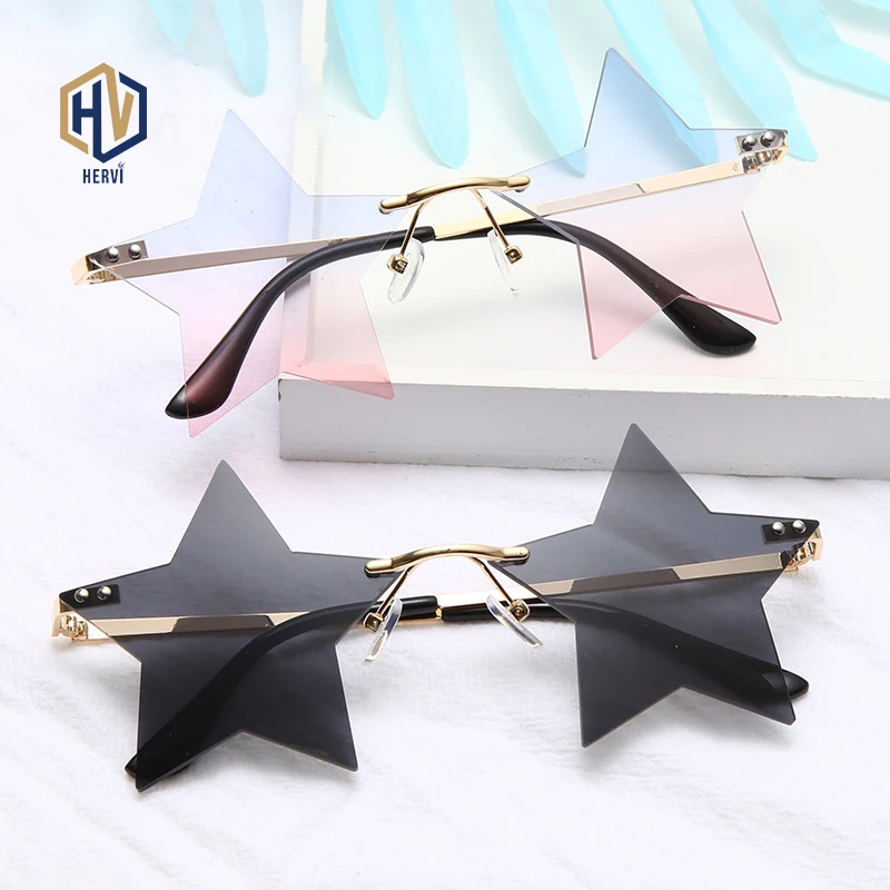 2020 New Metal Rimless Five-pointed Star Sunglasses Women Fashion Big Frame Colorful Sun Glasses Female Party Shades
2020 New Metal Rimless Five-pointed Star Sunglasses Women Fashion Big Frame Colorful Sun Glasses Female Party Shades