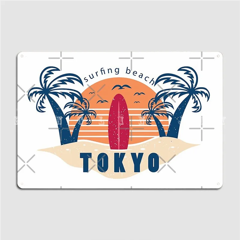 

Surfing Tokyo Poster Metal Plaque Cinema Kitchen Pub Garage Classic Plaques Tin Sign Posters