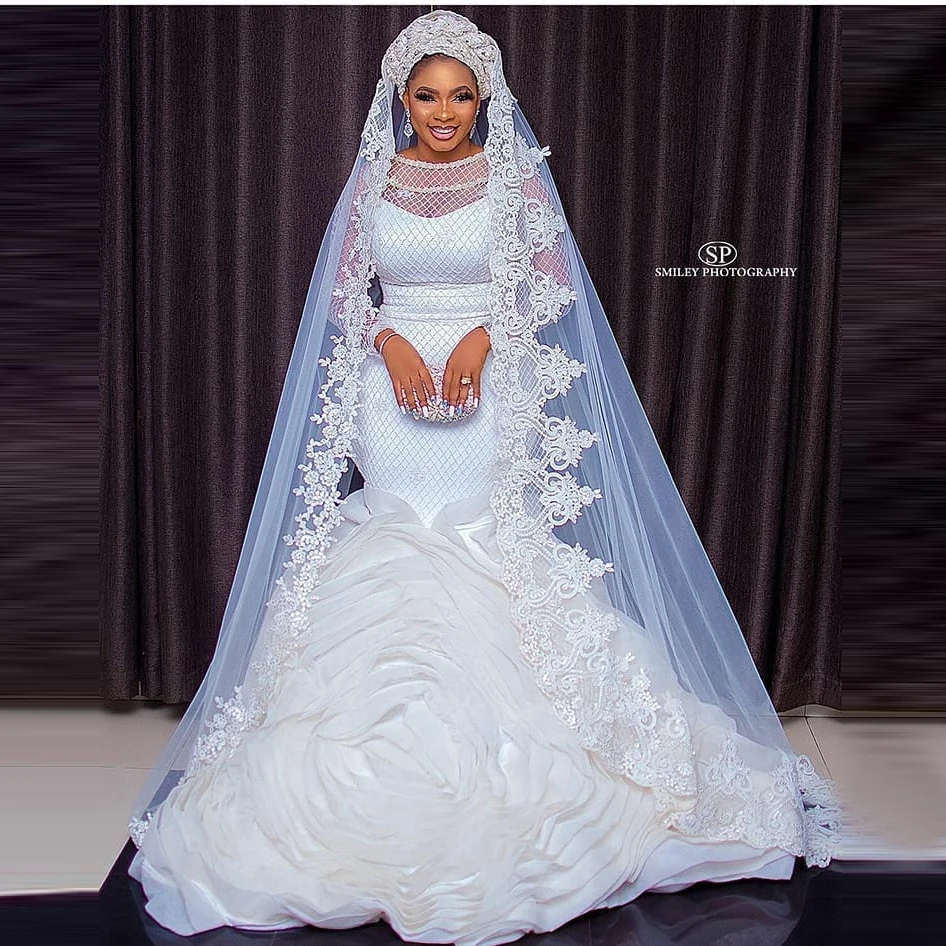 2021 Aso Ebi Bridal White Ruffles Tulle Mermaid Dresses For Wedding Long Sleeves Floor Length Mesh Prom Ball Gowns Aso Ebi
2021 Aso Ebi Bridal White Ruffles Tulle Mermaid Dresses For Wedding Long Sleeves Floor Length Mesh Prom Ball Gowns Aso Ebi