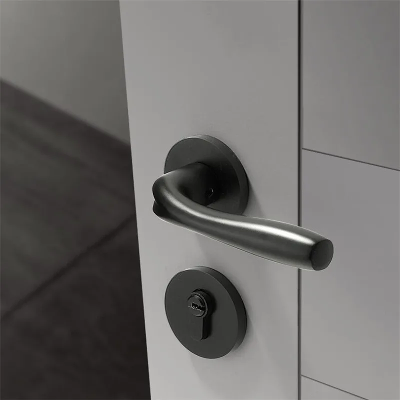Black Space Aluminum Interior Door Lock Set Bedroom Modern Mechanical Silent Door Lock Hardware Handles With Lock Body
Black Space Aluminum Interior Door Lock Set Bedroom Modern Mechanical Silent Door Lock Hardware Handles With Lock Body