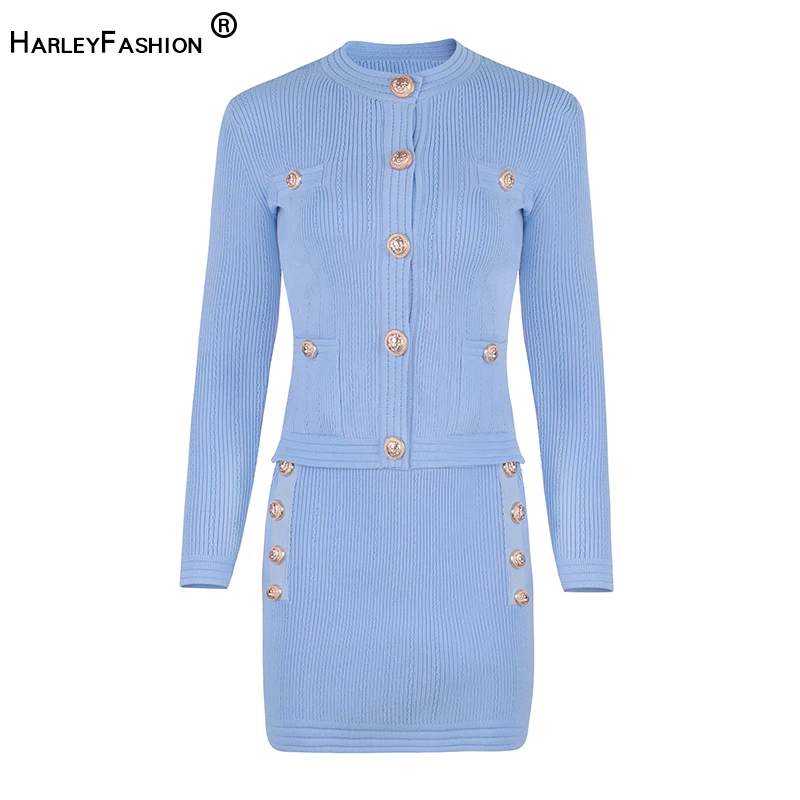 Customize Women Knitted Sweat Suit Long Sleeve Mini Skirt Slim Design Blue Two Piece Set
Customize Women Knitted Sweat Suit Long Sleeve Mini Skirt Slim Design Blue Two Piece Set