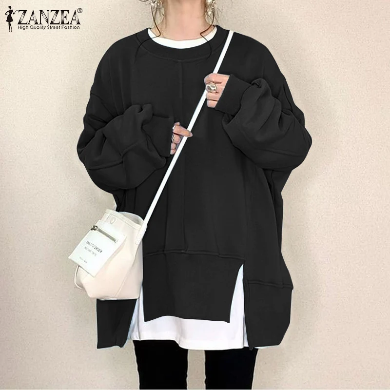 Fashion Sweatshirt Female Casual Loose Tops ZANZEA Oversized Solid Women Irregular Hem Hoodies Autumn O Neck Patckwork Pullovers
Fashion Sweatshirt Female Casual Loose Tops ZANZEA Oversized Solid Women Irregular Hem Hoodies Autumn O Neck Patckwork Pullovers