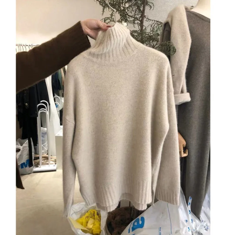 Namou Drane 2021 Autumn and Winter New High-neck Long-sleeved Solid Color Knitted Loose Lazy Bottoming Pullover Sweater Women
Namou Drane 2021 Autumn and Winter New High-neck Long-sleeved Solid Color Knitted Loose Lazy Bottoming Pullover Sweater Women