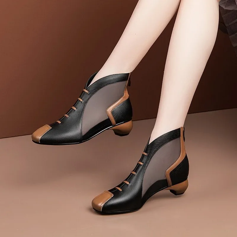 Women's Shoes Ankle Sandals Boots 2020 Summer Square MID Heel Back Zip Soft LEATHER Female Footwear Black Beige
Women's Shoes Ankle Sandals Boots 2020 Summer Square MID Heel Back Zip Soft LEATHER Female Footwear Black Beige
