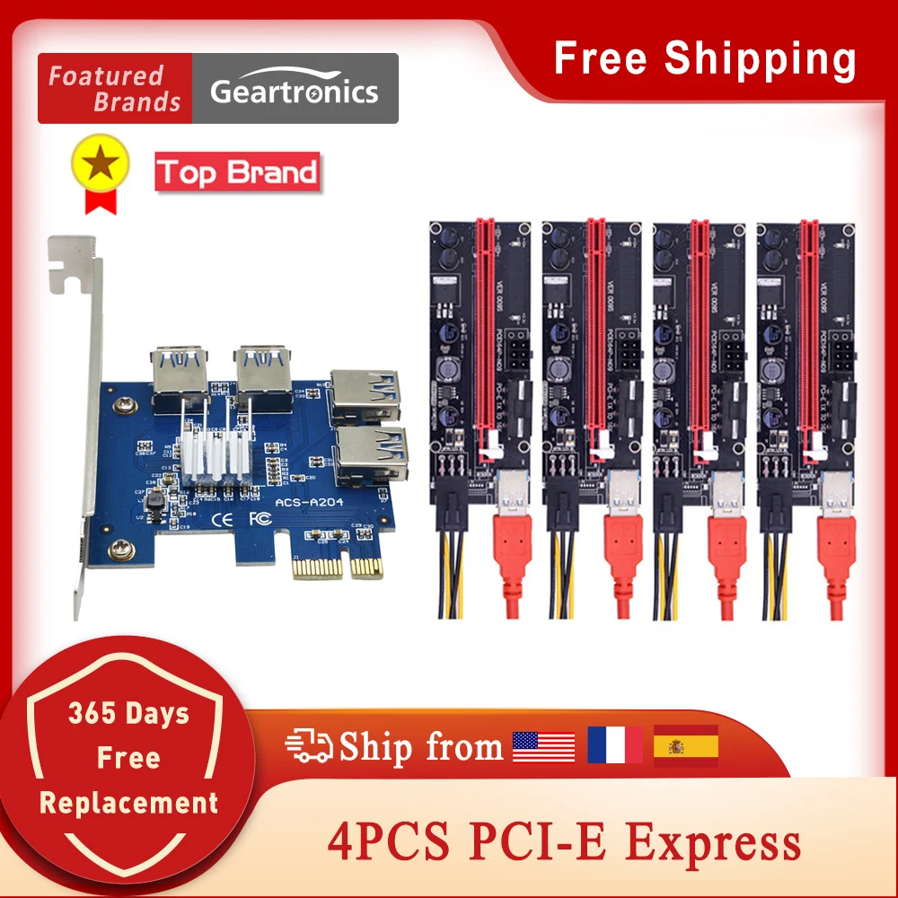 4 шт. PCI-E Express 1x to16x Riser 009S PLUS адаптер карты PCIE 1 на 4 слота PCIe порт множителя карты для майнинга биткоинов BTC
4 шт. PCI-E Express 1x to16x Riser 009S PLUS адаптер карты PCIE 1 на 4 слота PCIe порт множителя карты для майнинга биткоинов BTC