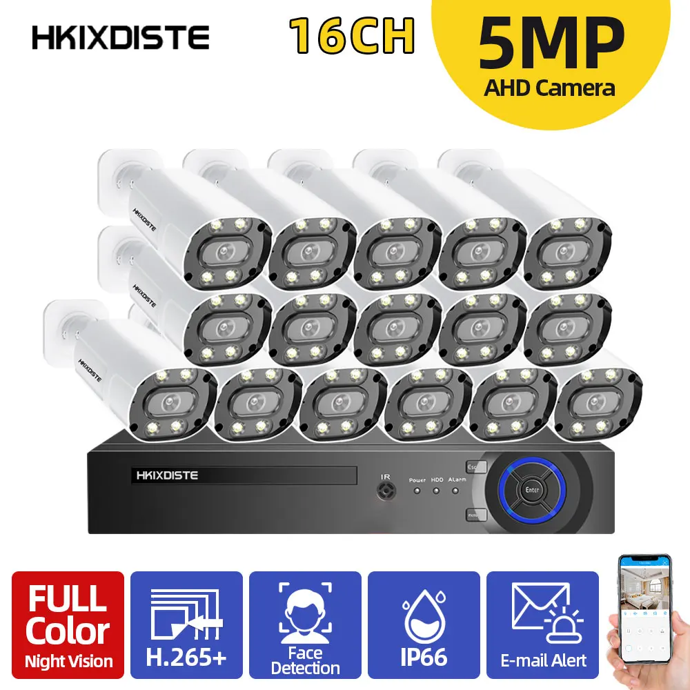 16CH AHD DVR IP66 Ourdoor Full Color Night Motion Detection Security System Set 5MP CCTV Video Surveillance Camera System Kit
16CH AHD DVR IP66 Ourdoor Full Color Night Motion Detection Security System Set 5MP CCTV Video Surveillance Camera System Kit