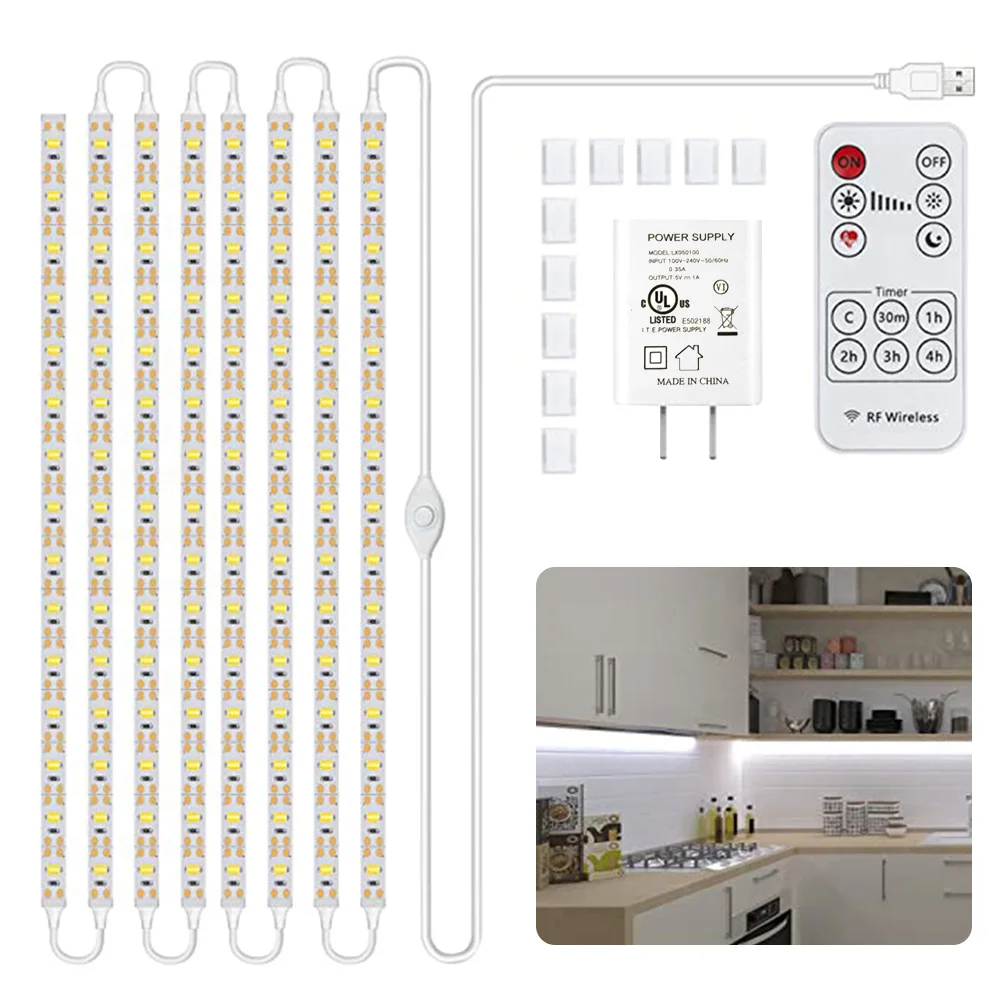 Under Cabinet Lighting Kit 8pcs Flexible Led Strip Lights with RF Remote Controller for Kitchen Cabinets Desk Counter Corner
Under Cabinet Lighting Kit 8pcs Flexible Led Strip Lights with RF Remote Controller for Kitchen Cabinets Desk Counter Corner