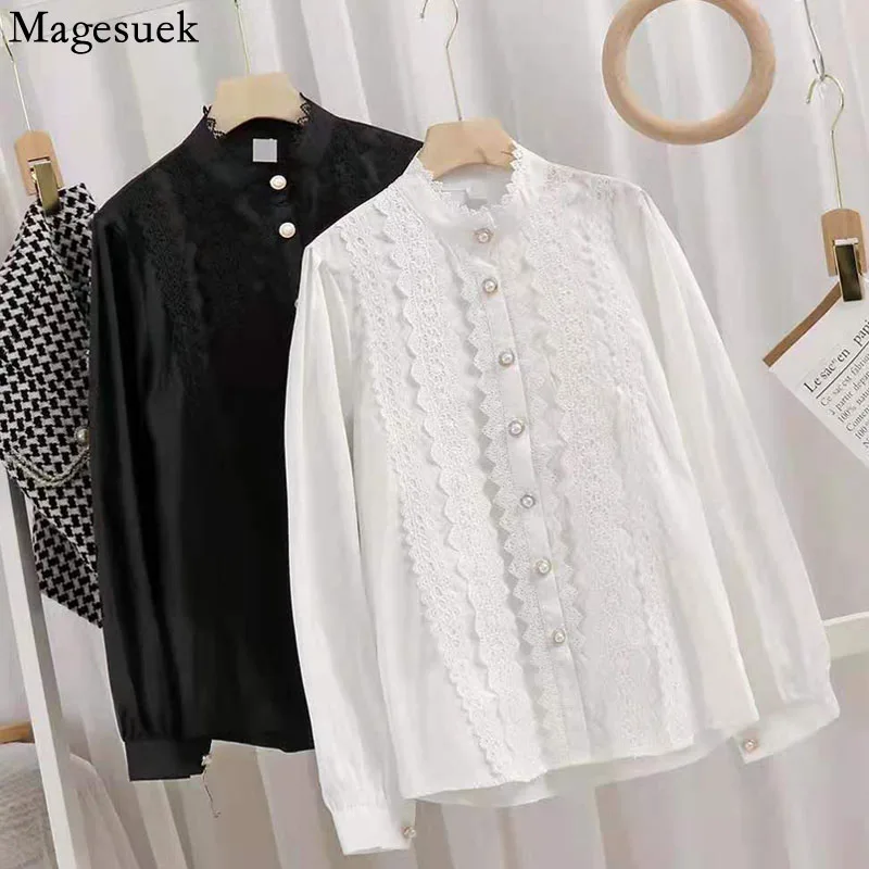Autumn Stand Collar Lace Blouse Women Vintage Fashion Hollow Lace Patchwork Women's Shirt Loose Long Sleeve Buttons Tops 16131
Autumn Stand Collar Lace Blouse Women Vintage Fashion Hollow Lace Patchwork Women's Shirt Loose Long Sleeve Buttons Tops 16131