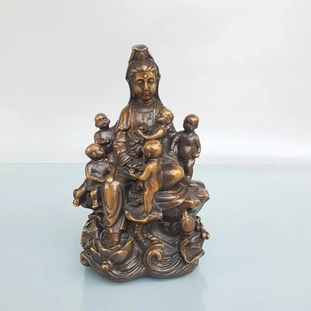 7"Chinese Seikos Bronze Buddha Statue of Guanyin Bodhisattva Wufu Boy Implication Sending children to pray
7"Chinese Seikos Bronze Buddha Statue of Guanyin Bodhisattva Wufu Boy Implication Sending children to pray