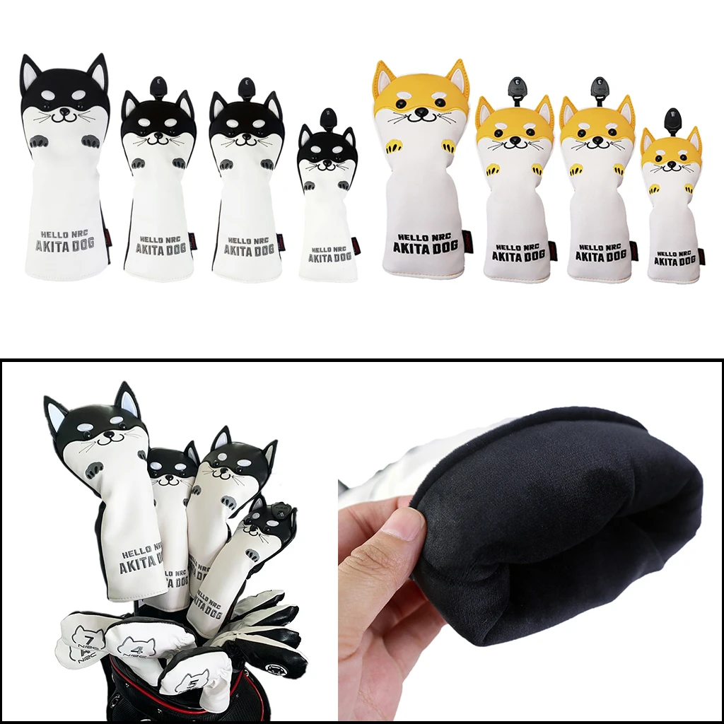 4pcs/Set Golf Head Covers for Driver Fairway Wood Golf Club, Lovely AKITA Dog Headcovers Golf Cover Universal Protector 
4pcs/Set Golf Head Covers for Driver Fairway Wood Golf Club, Lovely AKITA Dog Headcovers Golf Cover Universal Protector