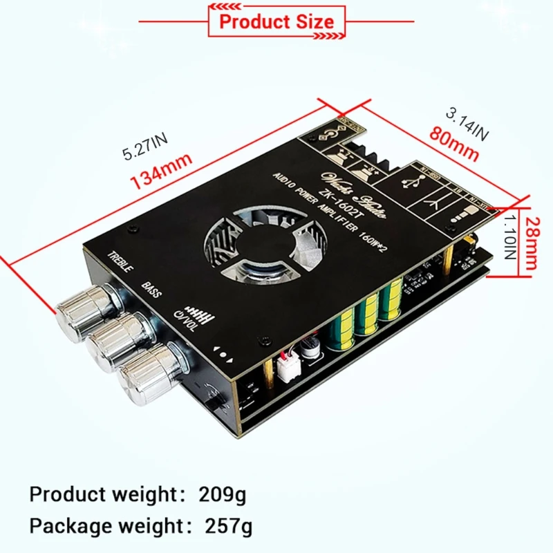 Audio Amplifier Board Stereo Power Amp Dual Channel Treble & Bass Control Bluetooth-compatible Amplifier Module
Audio Amplifier Board Stereo Power Amp Dual Channel Treble & Bass Control Bluetooth-compatible Amplifier Module