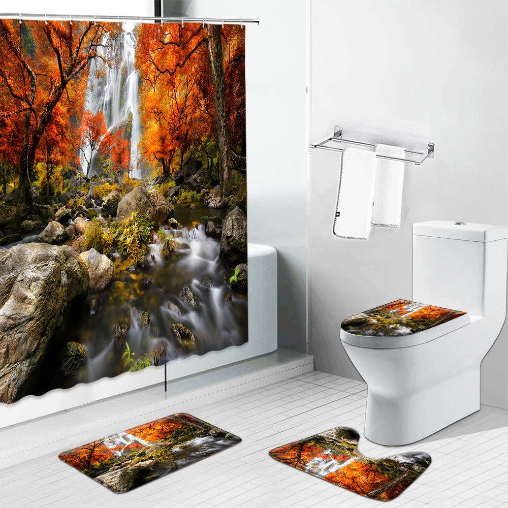 Tropical Jungle Landscape Shower Curtain Forest Trees Natural Scenery Bathroom Decor Toilet Cover Carpet Non-Slip Bath Mat Set
Tropical Jungle Landscape Shower Curtain Forest Trees Natural Scenery Bathroom Decor Toilet Cover Carpet Non-Slip Bath Mat Set