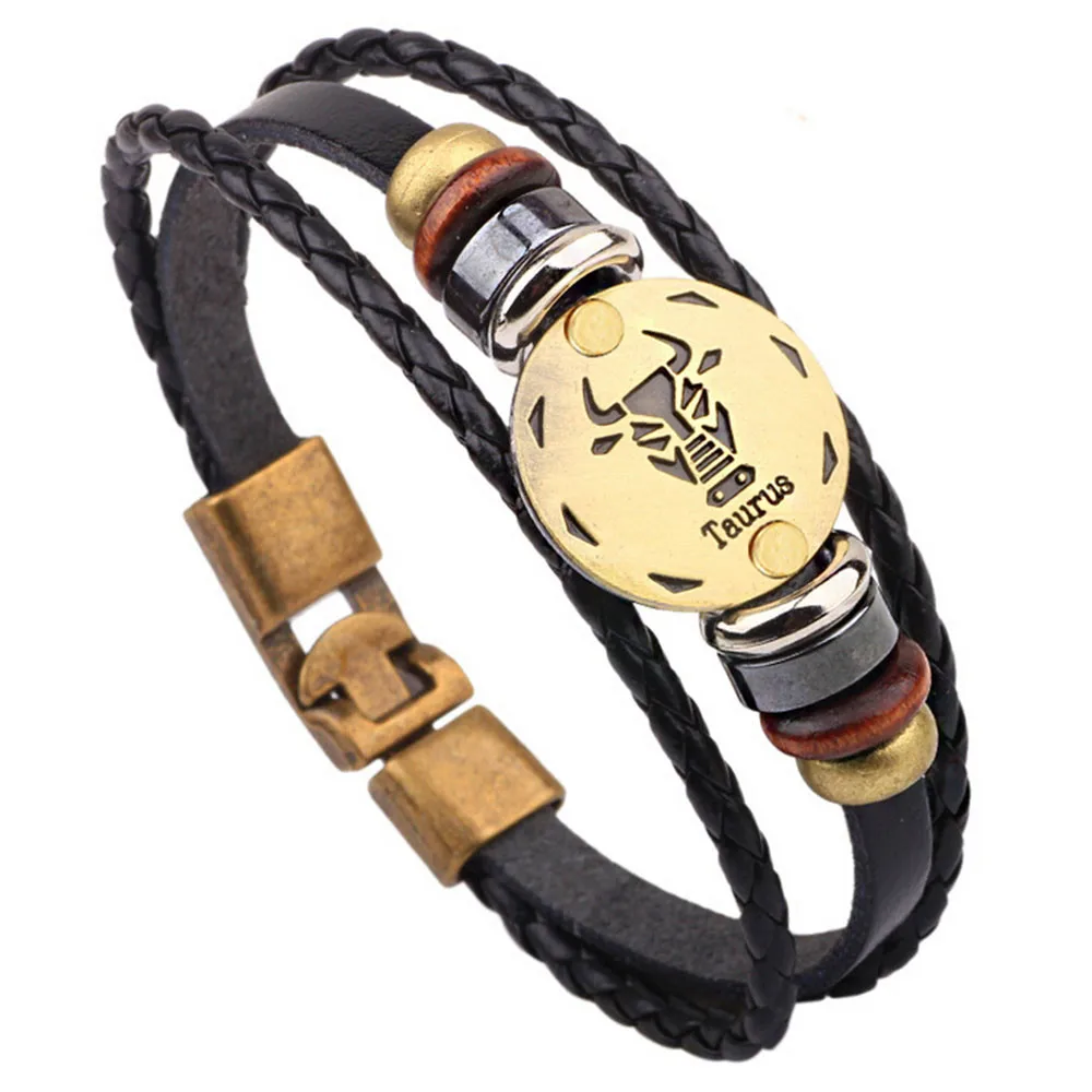 12 Constellations Bracelet Fashion Jewelry Leather Personality For Women And Men Couple Pulseira | Украшения и аксессуары