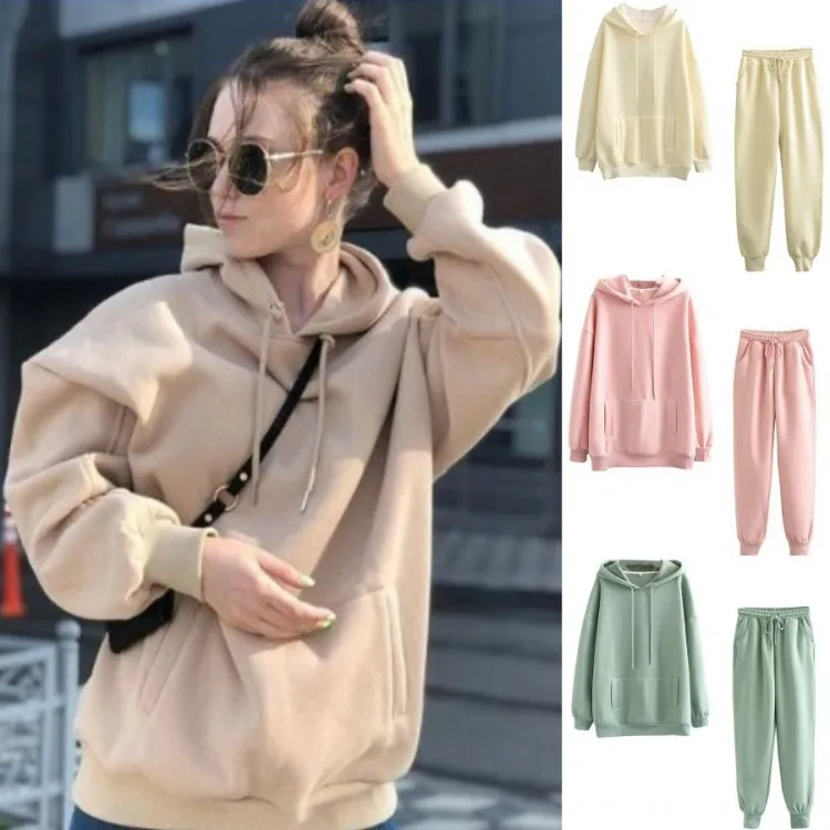 Autumn Winter Women Hoodie Sweatpants 2 Piece Set Solid Loose Sweatshirts and Pants Suit Jogger Clothing Workout Running Set
Autumn Winter Women Hoodie Sweatpants 2 Piece Set Solid Loose Sweatshirts and Pants Suit Jogger Clothing Workout Running Set