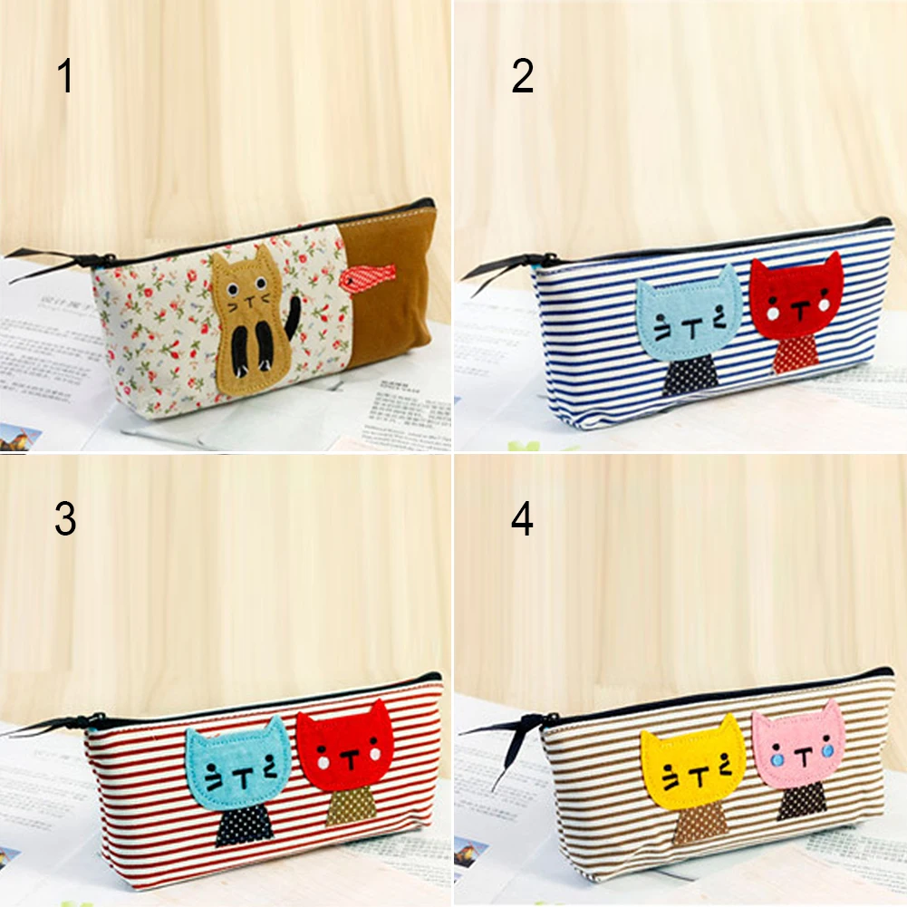 Canvas Cosmetic Bag Kawaii Cute Cat Zipper Pencil Case Students Striped Stationery Storage Organizer for Girls School Supplies
Canvas Cosmetic Bag Kawaii Cute Cat Zipper Pencil Case Students Striped Stationery Storage Organizer for Girls School Supplies