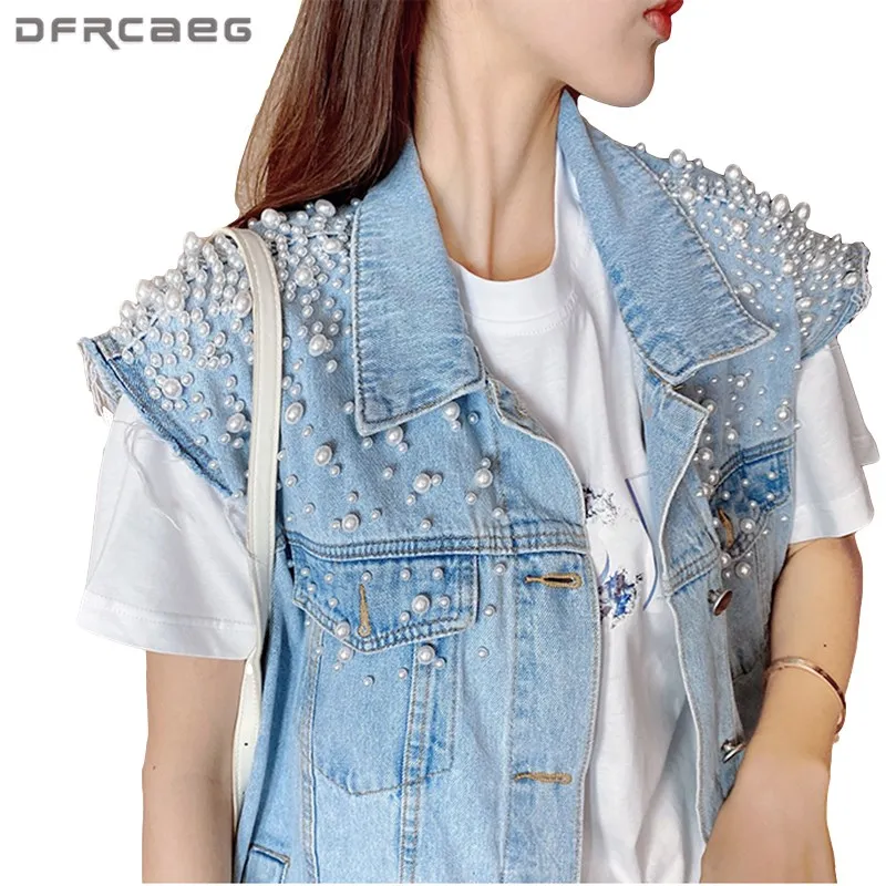 Vintage Women Denim Vest With Beading Pearl 2021 Summer Sleeveless Jackets Jeans Streetwear Waistcoat Outerwear Pink Colete
Vintage Women Denim Vest With Beading Pearl 2021 Summer Sleeveless Jackets Jeans Streetwear Waistcoat Outerwear Pink Colete