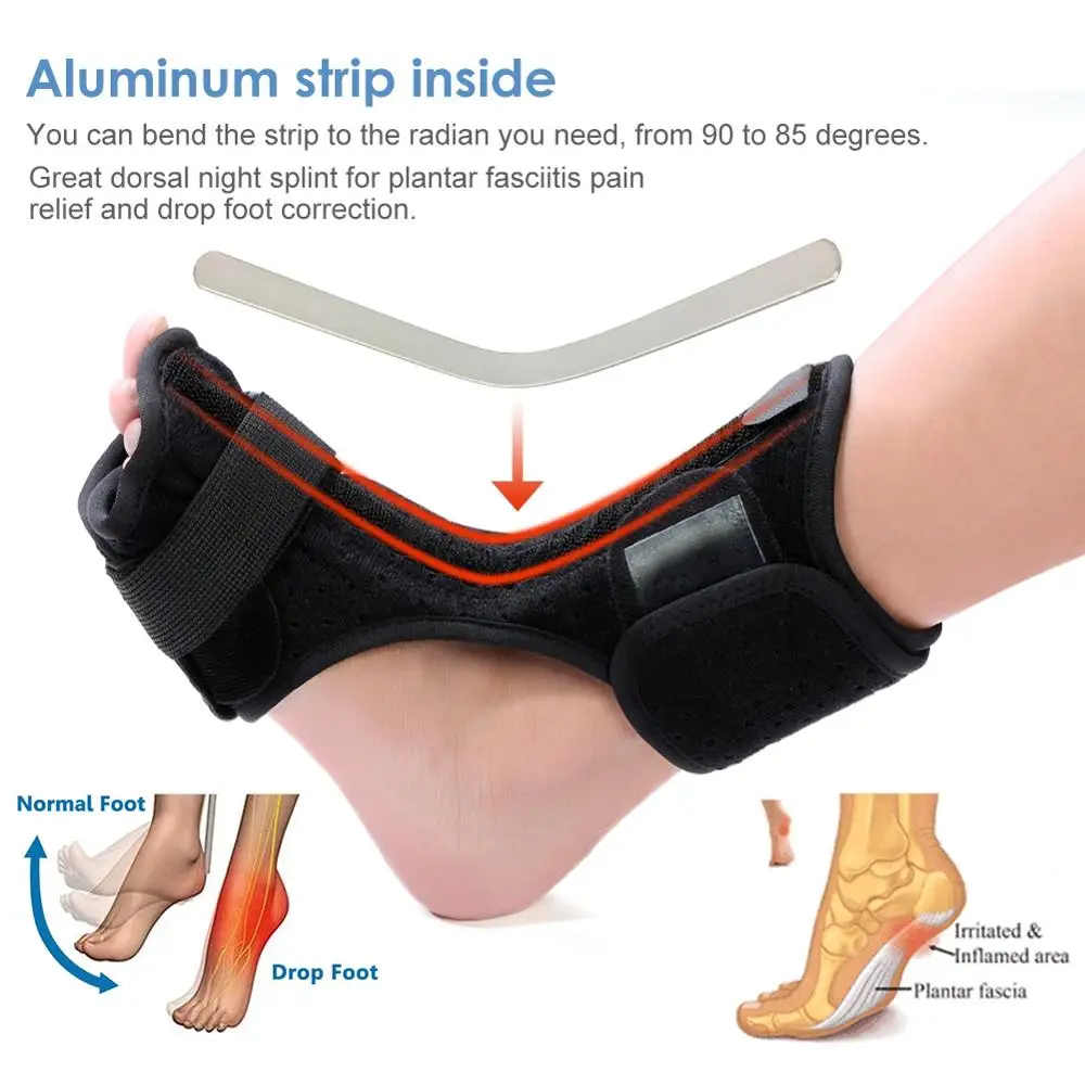 

Adjustable Medical Foot Drop Ankle Plantar Fasciitis Dorsal Night Day Splint Support with Spiky Massage Ball Orthosis Stabilizer