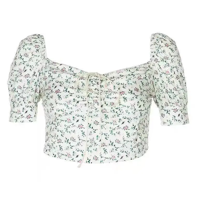 Summer Korean Version Square Collar Puff Sleeve Short Sleeve Floral T-shirt Women's Blouse
Summer Korean Version Square Collar Puff Sleeve Short Sleeve Floral T-shirt Women's Blouse