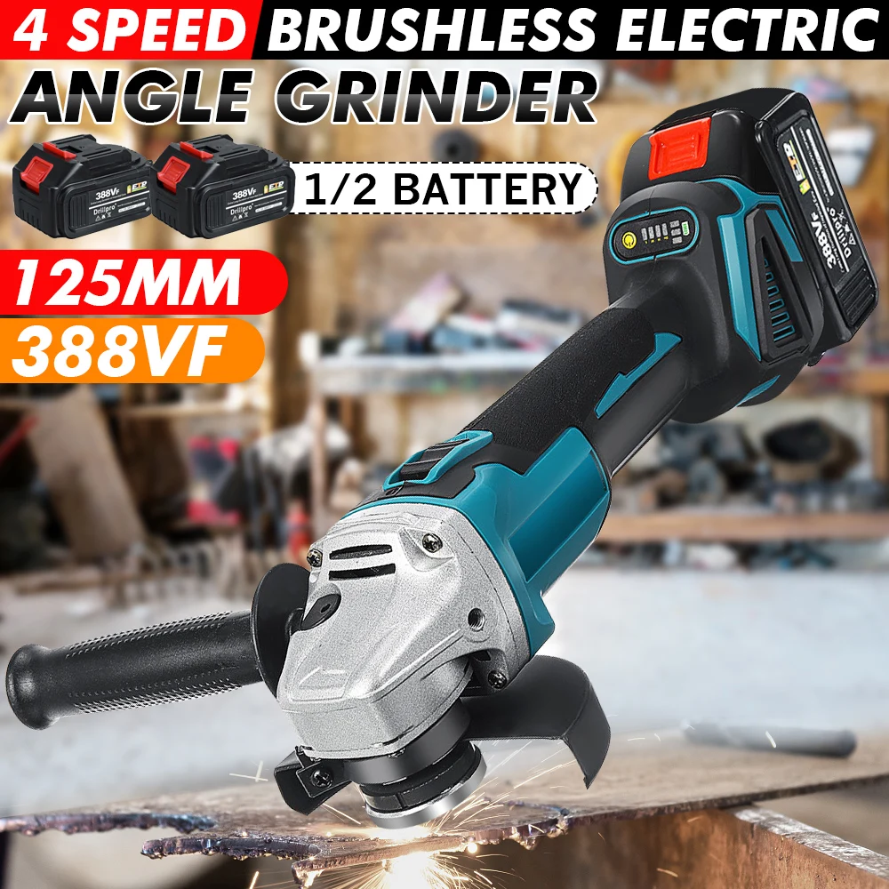 125mm 4 Speed Rechargable Electric Angle Grinder Grinding Cordless 388VF Brushless Power Tool Machine For 18V Makita Battery
125mm 4 Speed Rechargable Electric Angle Grinder Grinding Cordless 388VF Brushless Power Tool Machine For 18V Makita Battery