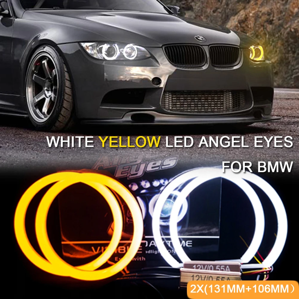 

Автомобильный Стайлинг светодиодный хлопок Ангельские глазки фары для BMW E90 E87 E91 X3 E83 E82 E81 E88 белого и желтого цвета Halo Кольцо указатель поворота DRL Наборы