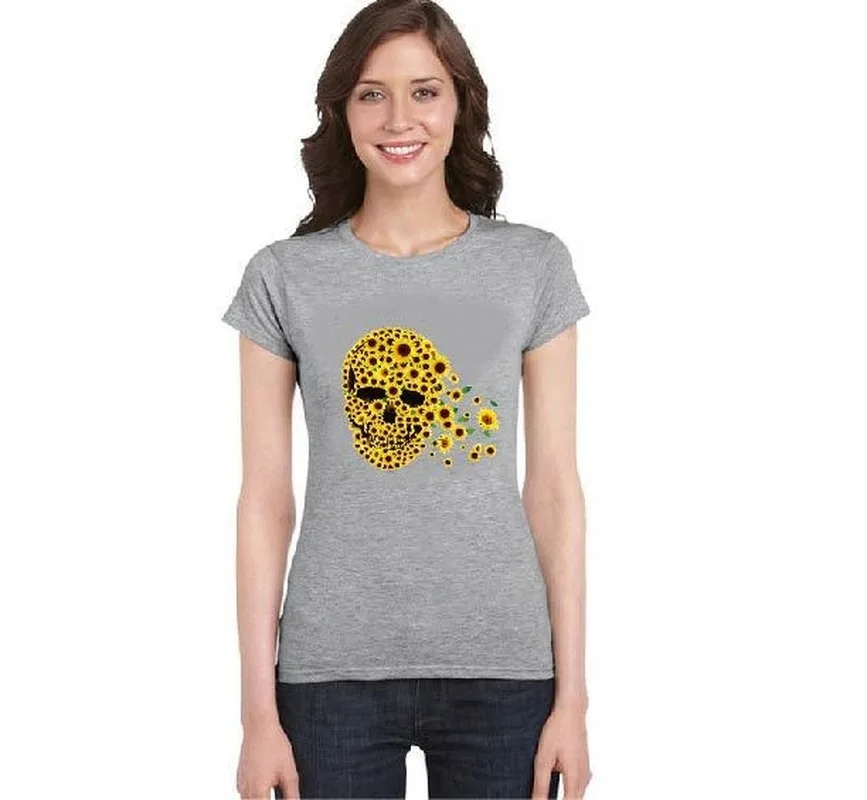 Sunflower Skull Print T Shirt Women Short Sleeve O Neck Loose Tshirt 2020 Summer Women Tee Shirt Tops Camisetas Muje
Sunflower Skull Print T Shirt Women Short Sleeve O Neck Loose Tshirt 2020 Summer Women Tee Shirt Tops Camisetas Muje