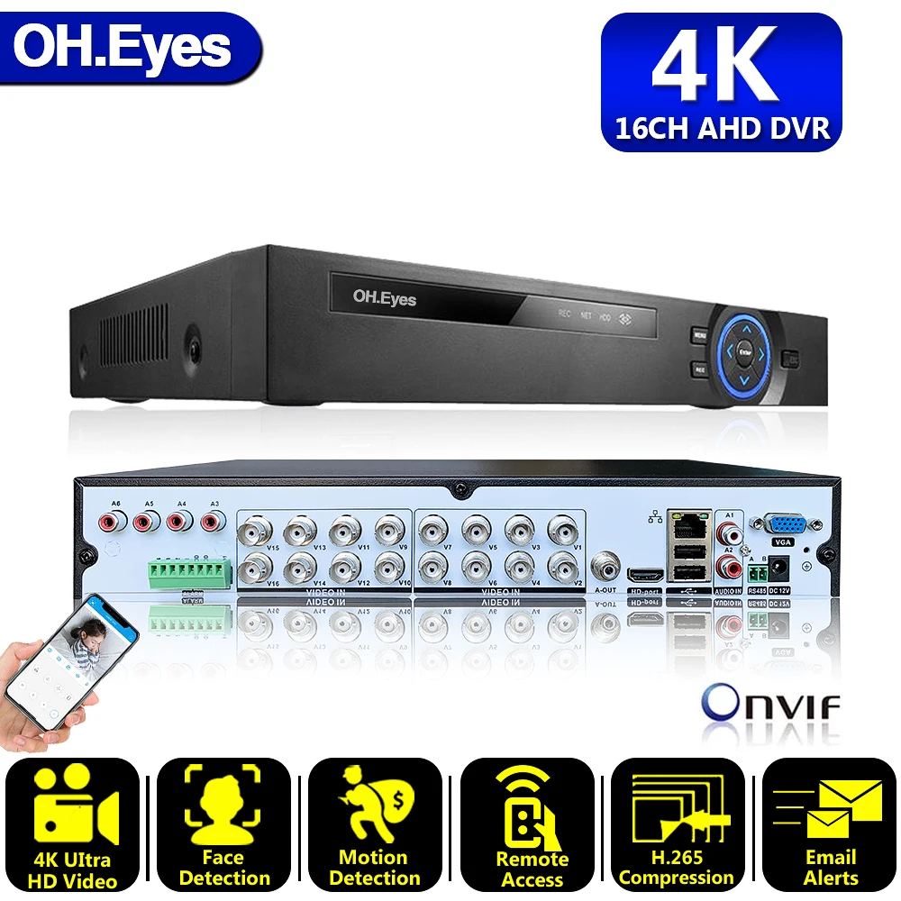 16CH AHD DVR HD 4K CCTV Security Camera System Kit 6 IN 1 16CH 8MP Hybrid DVR 16 Channels Digital Video Surveillance Recorder
16CH AHD DVR HD 4K CCTV Security Camera System Kit 6 IN 1 16CH 8MP Hybrid DVR 16 Channels Digital Video Surveillance Recorder