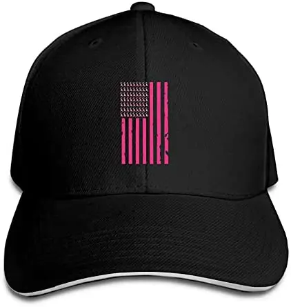 

Pink Ribbon Breast Cancer American Flag Adjustable Sandwich Hat Baseball Hat Dad Hat Casquette Hat