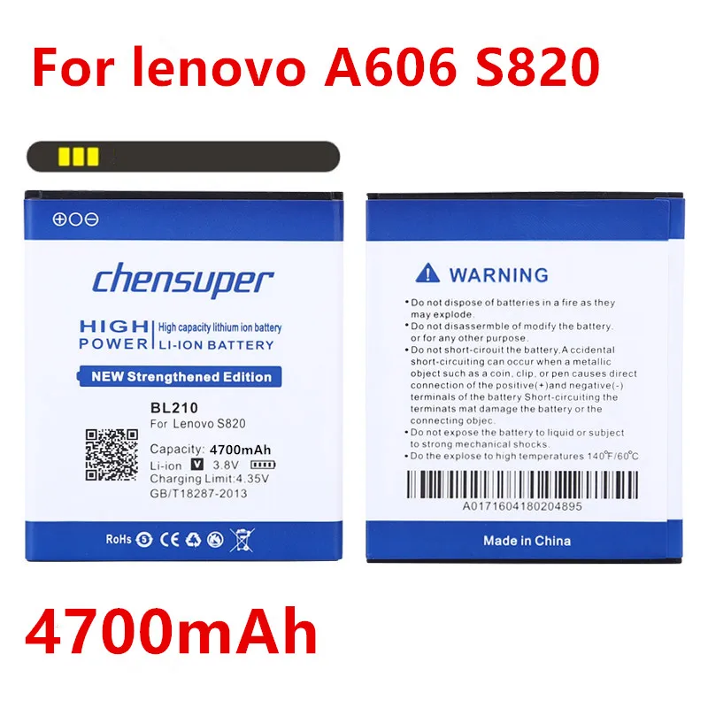 chensuper 4700mAh BL210 For lenovo A606 S820 S820E A750E A770E A656 A766 A658T S650 A536 BL 210 BL-210 A828T battery
chensuper 4700mAh BL210 For lenovo A606 S820 S820E A750E A770E A656 A766 A658T S650 A536 BL 210 BL-210 A828T battery