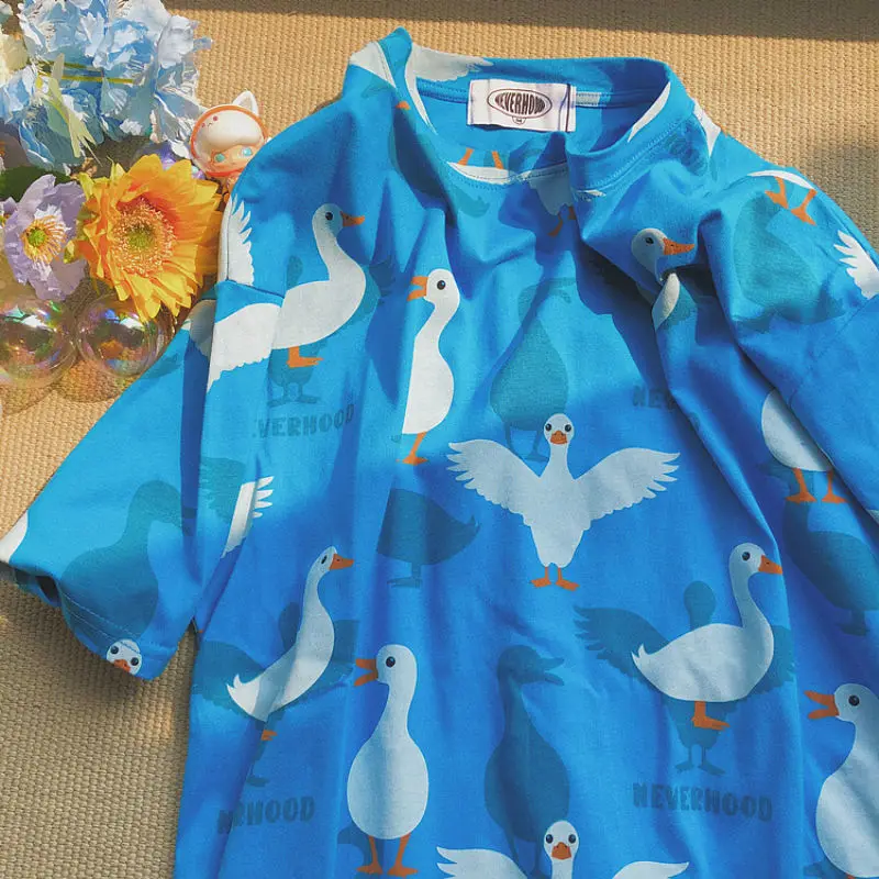 Cartoon Print Women's Summer Short Sleeve Cute Casual Loose Large Size High Quality Top Harajuku Gothic Vintage Couple Wear
Cartoon Print Women's Summer Short Sleeve Cute Casual Loose Large Size High Quality Top Harajuku Gothic Vintage Couple Wear