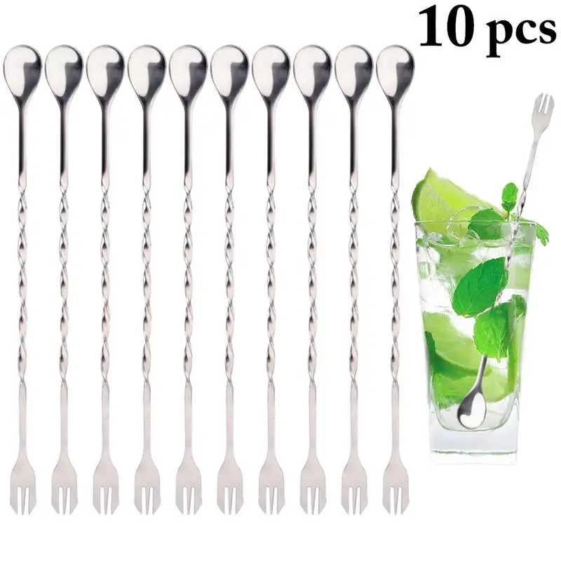 10 PCS Stainless Steel Cocktail Bar Spiral Pattern Drink Shaker Long Handle Stirring Spoon For Kitchen Tableware Accessories
10 PCS Stainless Steel Cocktail Bar Spiral Pattern Drink Shaker Long Handle Stirring Spoon For Kitchen Tableware Accessories