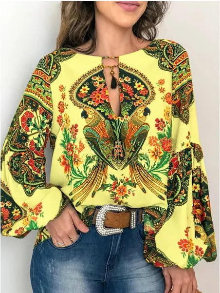 Autumn Vintage Full Print Lantern Sleeve Shirts Women Chiffon Blouse Plus Size Loose Ladies Tops Clothes Female Streetwear S-5xl
Autumn Vintage Full Print Lantern Sleeve Shirts Women Chiffon Blouse Plus Size Loose Ladies Tops Clothes Female Streetwear S-5xl