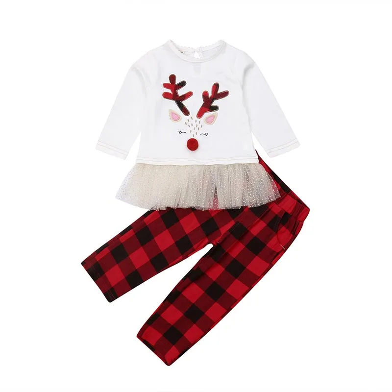 Toddler Girls Clothing Sets Christmas Winter Clothes T-shirt+Pants 2pcs Outfit Kids Sport Suit Children For | Мать и ребенок