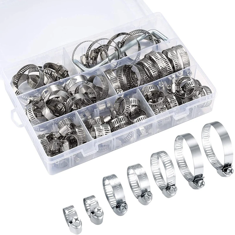 71 Pcs Hose Clamps Set Stainless Steel Adjustable Pipe Clamps 8-38mm Hose Clamps for Fuel Pump House Gas Pipe
71 Pcs Hose Clamps Set Stainless Steel Adjustable Pipe Clamps 8-38mm Hose Clamps for Fuel Pump House Gas Pipe