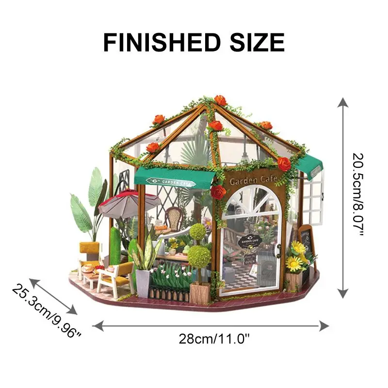 Miniature DIY Dollhouse Garden Cafe Wooden Dollhouse Kit with LED Lights & Tools Toys for Children Birthday Gift
Miniature DIY Dollhouse Garden Cafe Wooden Dollhouse Kit with LED Lights & Tools Toys for Children Birthday Gift