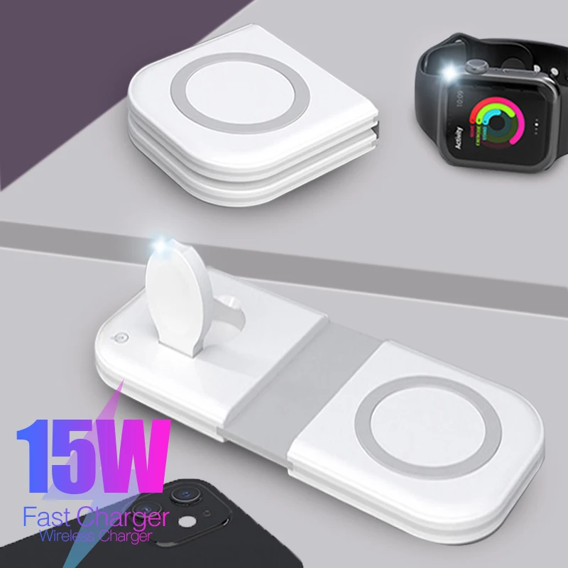 15W Magnetic Wireless Charger Mobile Phone Foldable Dual-Charge Cell Adapter For Apple Airpods Watch 6 5 4 For iPhone 12 Pro Max
15W Magnetic Wireless Charger Mobile Phone Foldable Dual-Charge Cell Adapter For Apple Airpods Watch 6 5 4 For iPhone 12 Pro Max