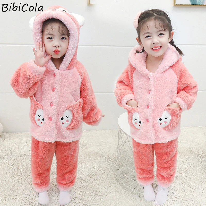 Baby Girl Thickened Fleece Flannel Sleepwear Animal Hooded Top + Pants 2pcs Set Of Children's Pajamas And Home Service Suit
Baby Girl Thickened Fleece Flannel Sleepwear Animal Hooded Top + Pants 2pcs Set Of Children's Pajamas And Home Service Suit